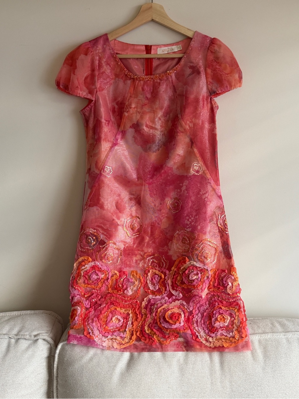 Xs** Floral Embellished Pink Party Dress